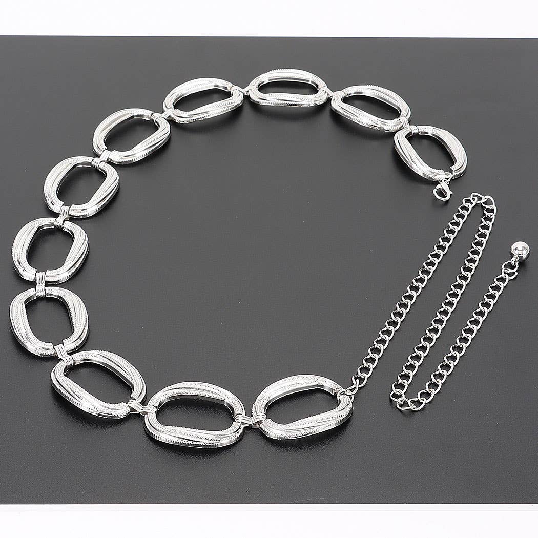 Textured Oval Link Chain Belt