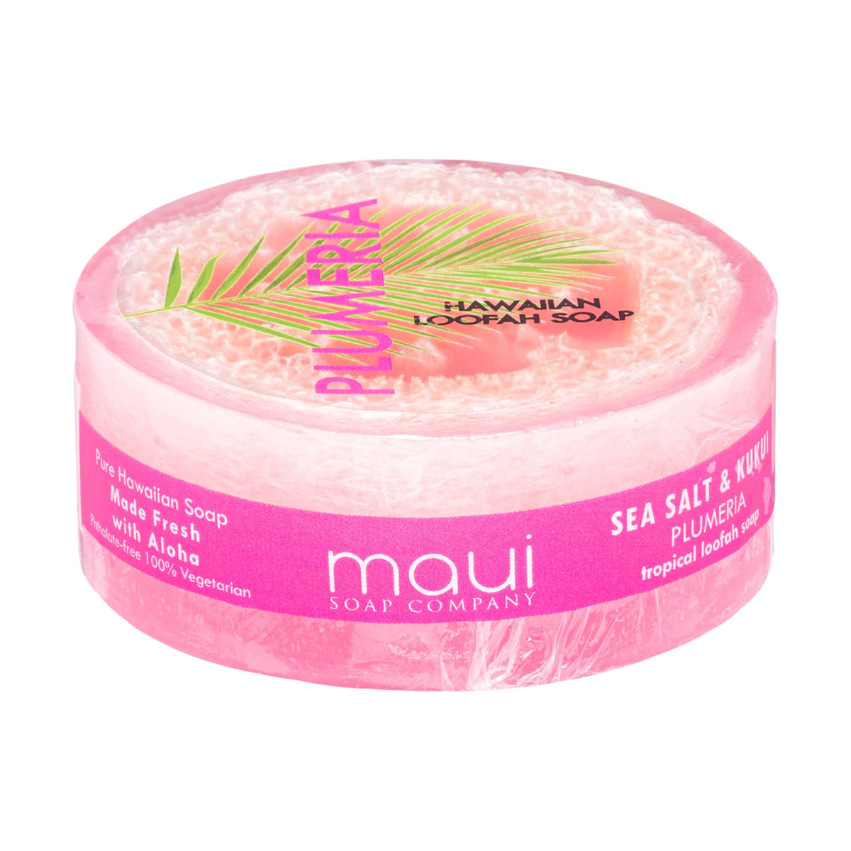 Plumeria Sea Salt & Kukui Exfoliating Loofah Soap, 4.75 oz