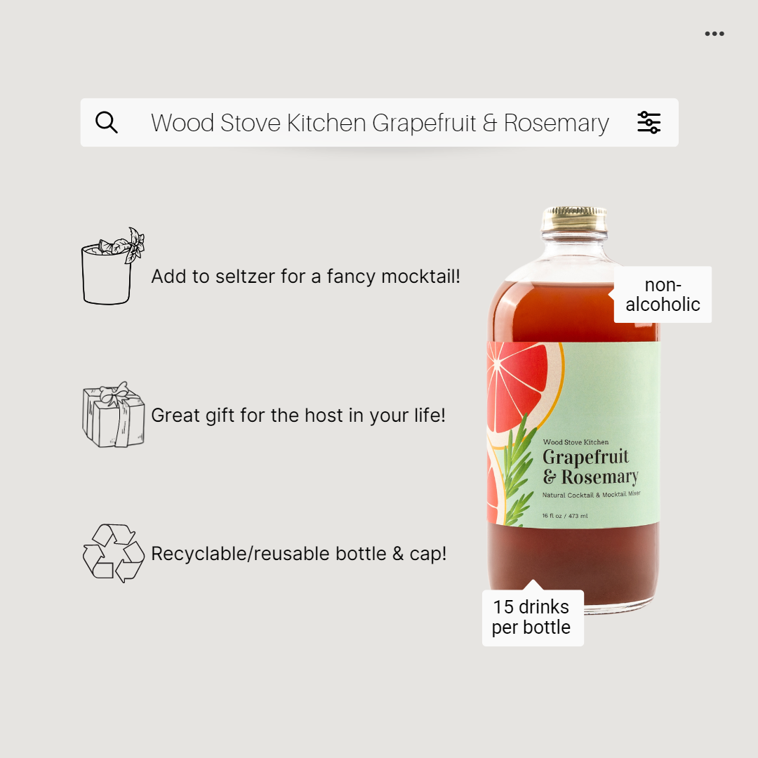 Grapefruit & Rosemary Cocktail and Mocktail Mixer, 16 oz