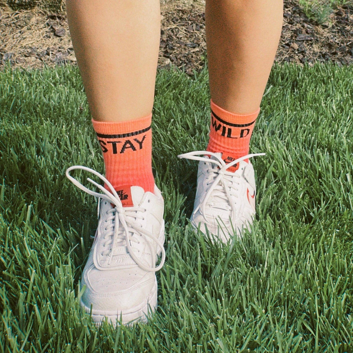 “Stay Wild” Crew Socks – Ombre by Atticus Poetry