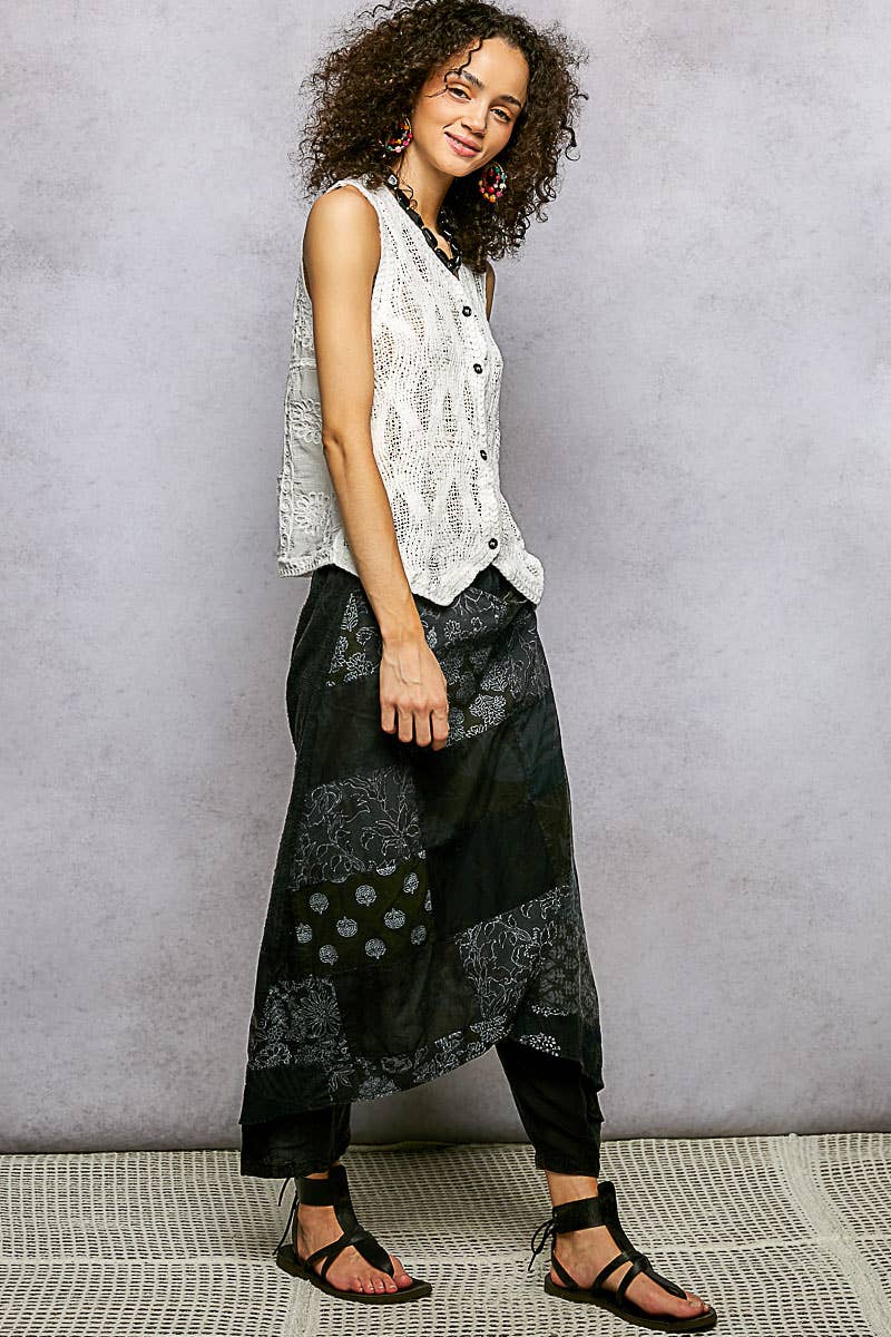 Over Wrapped Cotton Three Quarter Pants