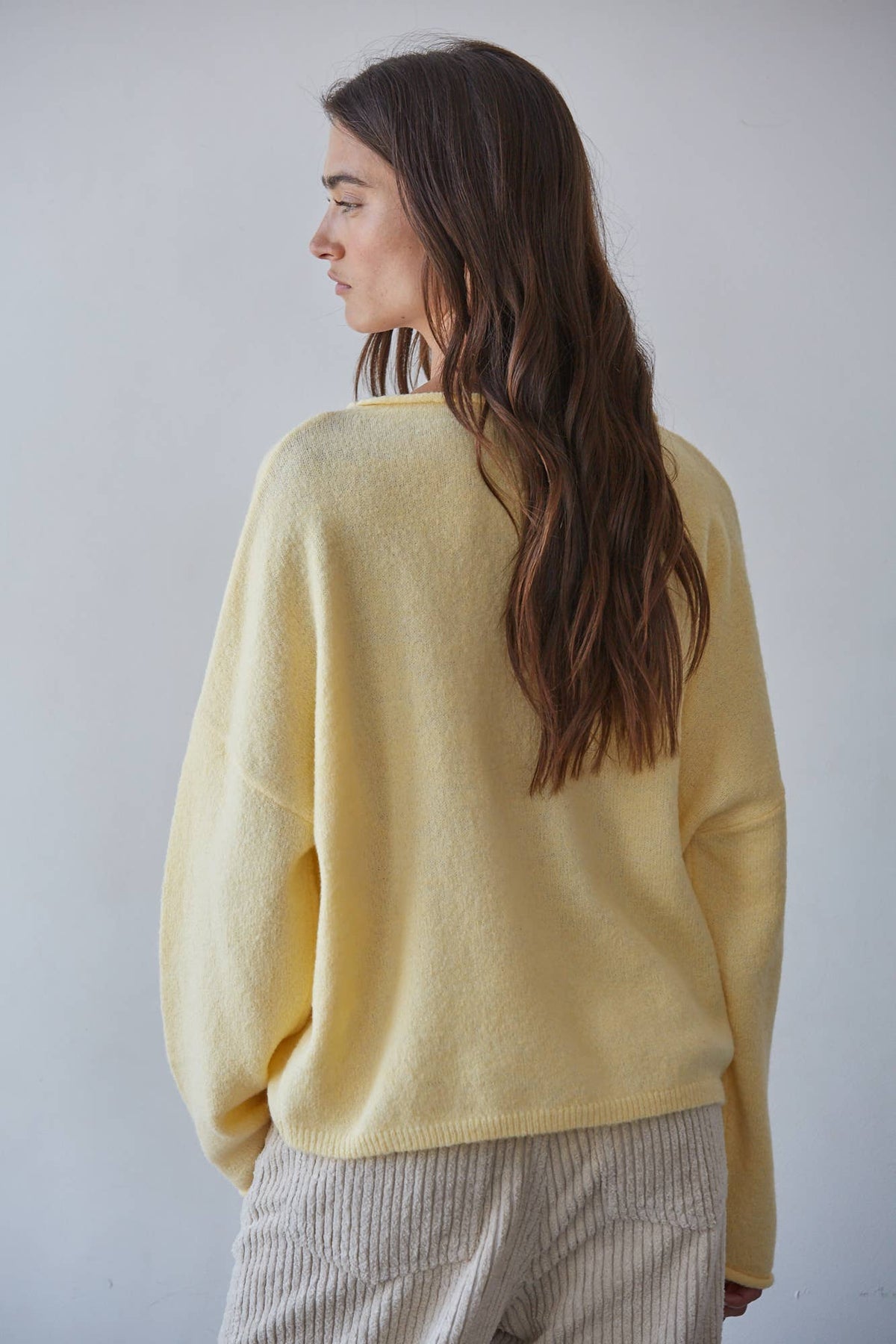 Bird Print Knit Pullover Sweater – Creamy Yellow