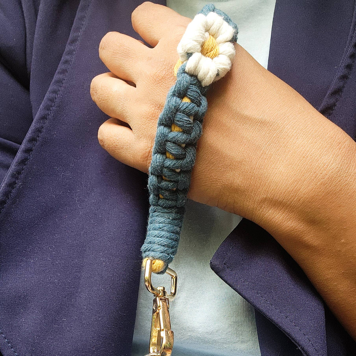 Handwoven Mini Floral Finger Keychain