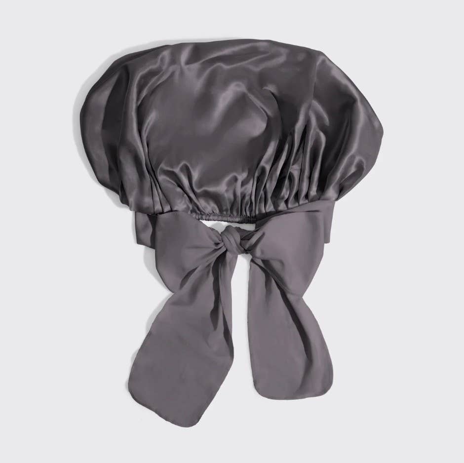 Adjustable Oversized Satin Bonnet – Charcoal