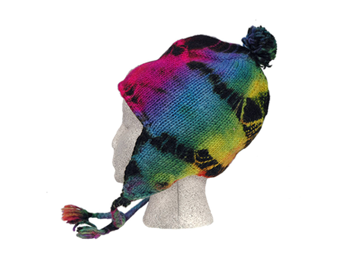 Tie Dye Fleece-Lined Wool Flap Hat
