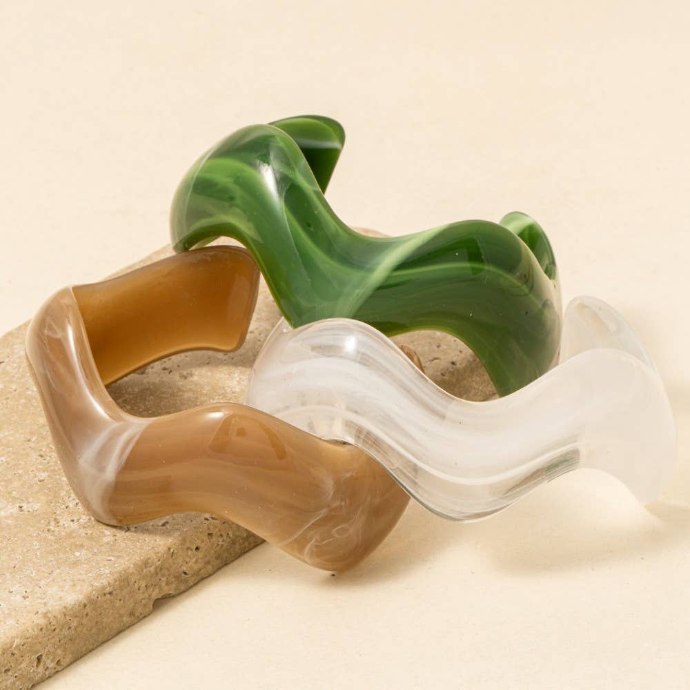 Wavy Marble Resin Cuff Bracelet