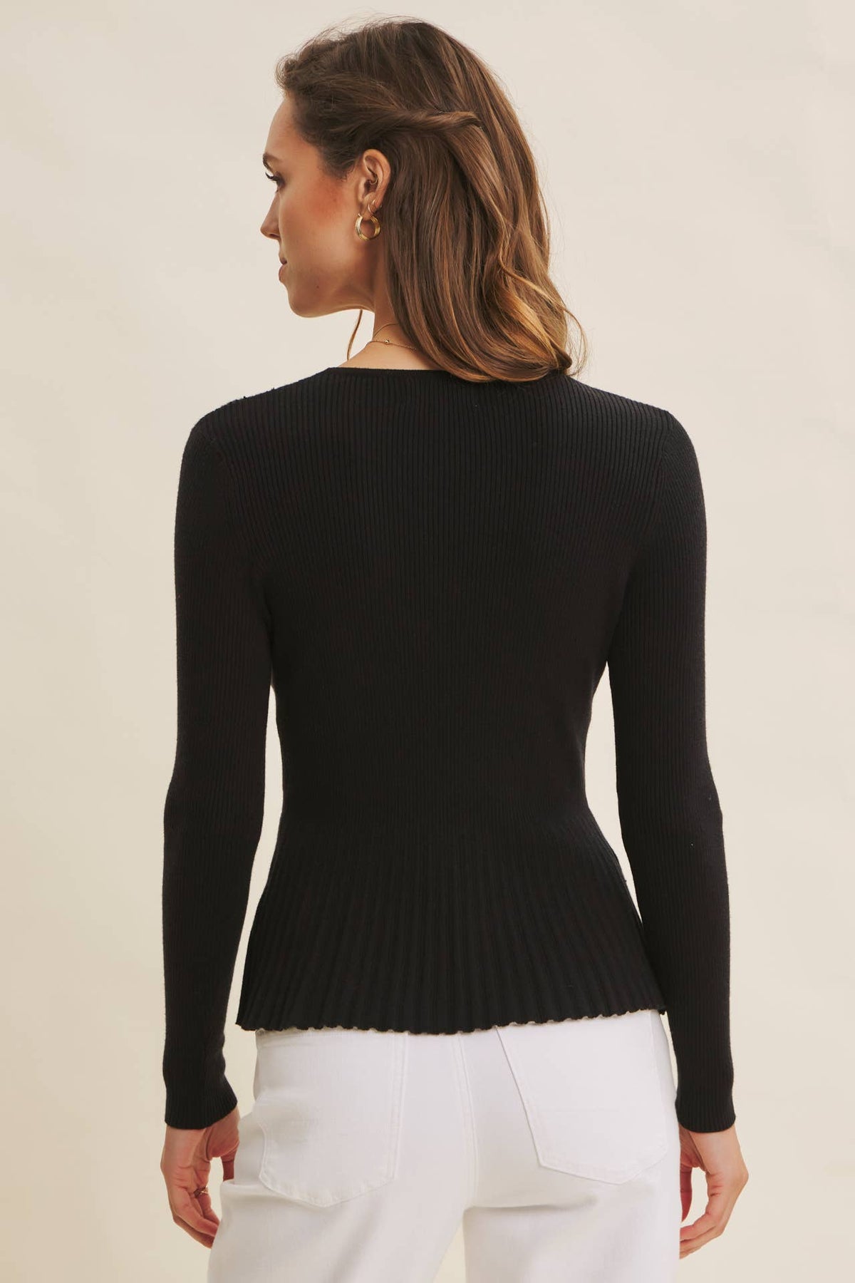 Ribbed Peplum Sweater Top