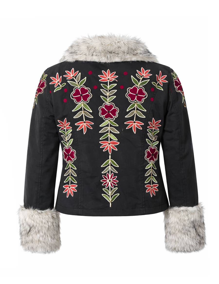 Boho Embroidered Jacket – Faux Fur Festival Coat
