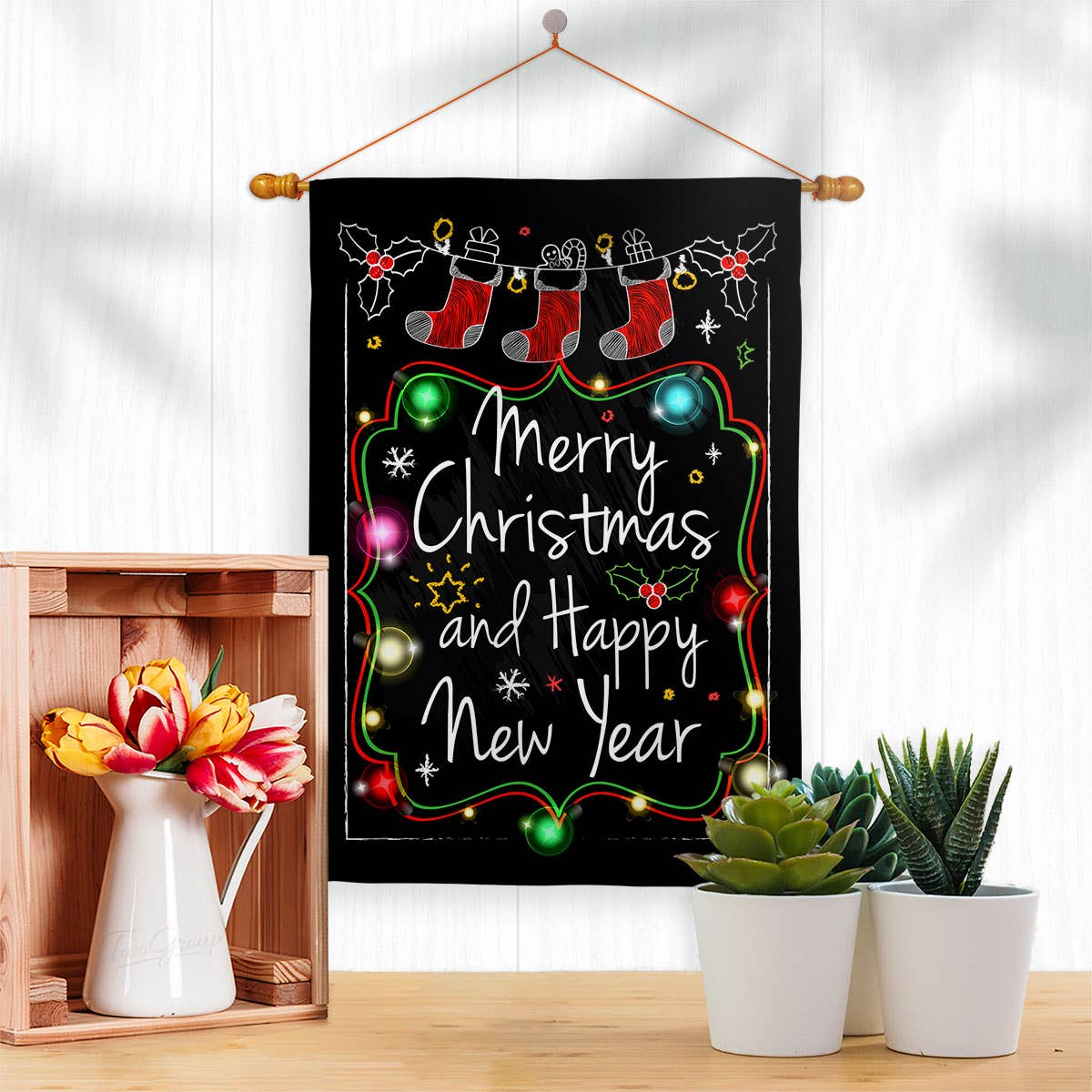 Chalkboard Merry Christmas Flag