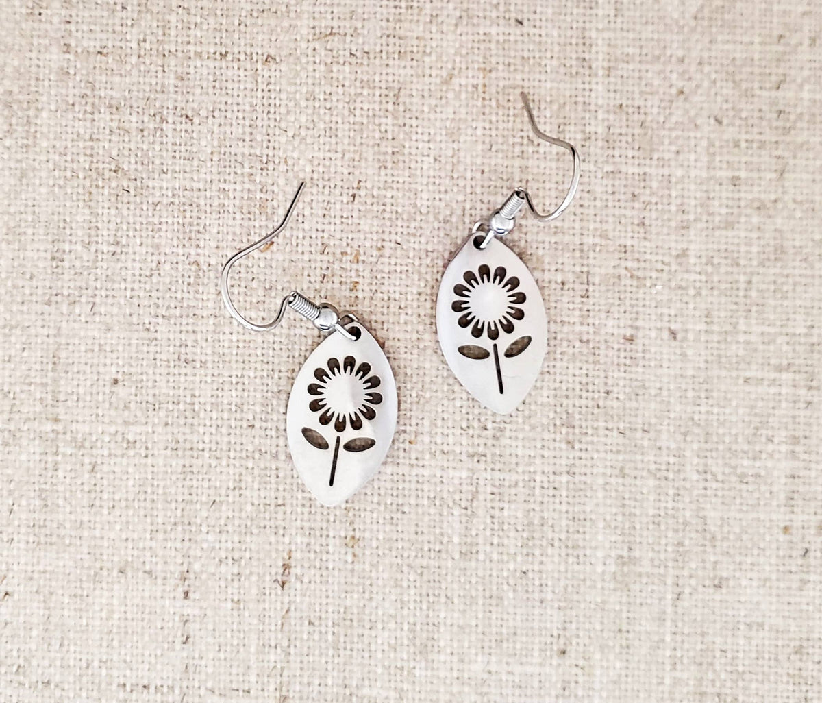 Stainless Steel Marquis Daisy Earrings