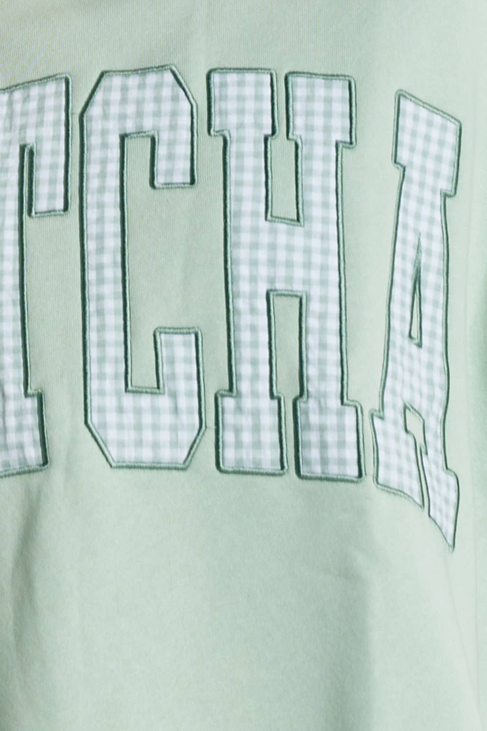 Embroidered "MATCHA" Mock Neck Sweatshirt