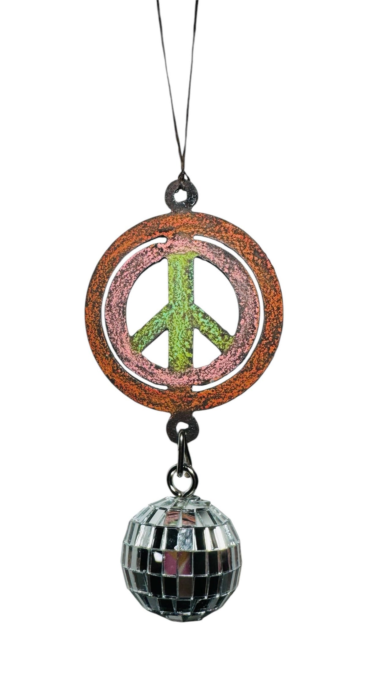 Peace Sign Disco Ball Car Charm