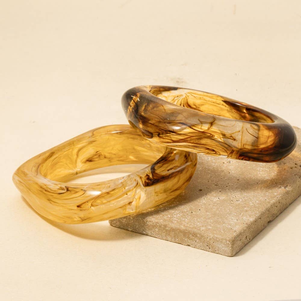 Large Squared Marble Acrylic Bangle Bracelet