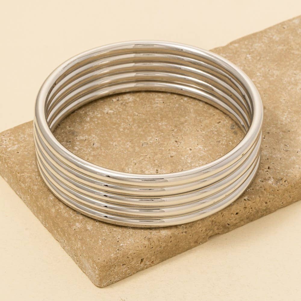 5Pc Metallic Bangle Bracelet Set
