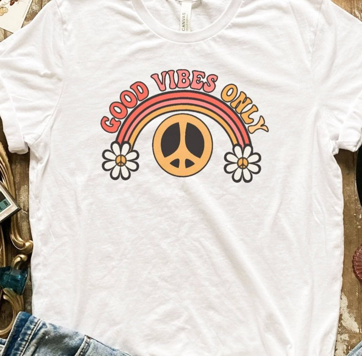Good Vibes Only Peace Sign Tee