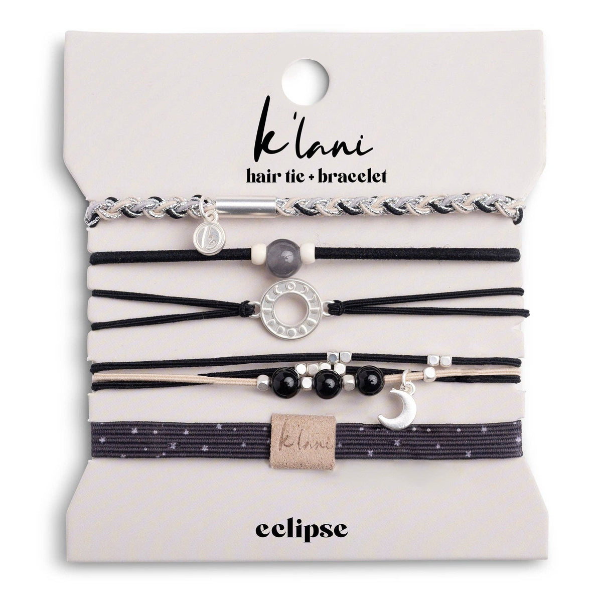 Eclipse Moon Phase Hair Tie Bracelet Set