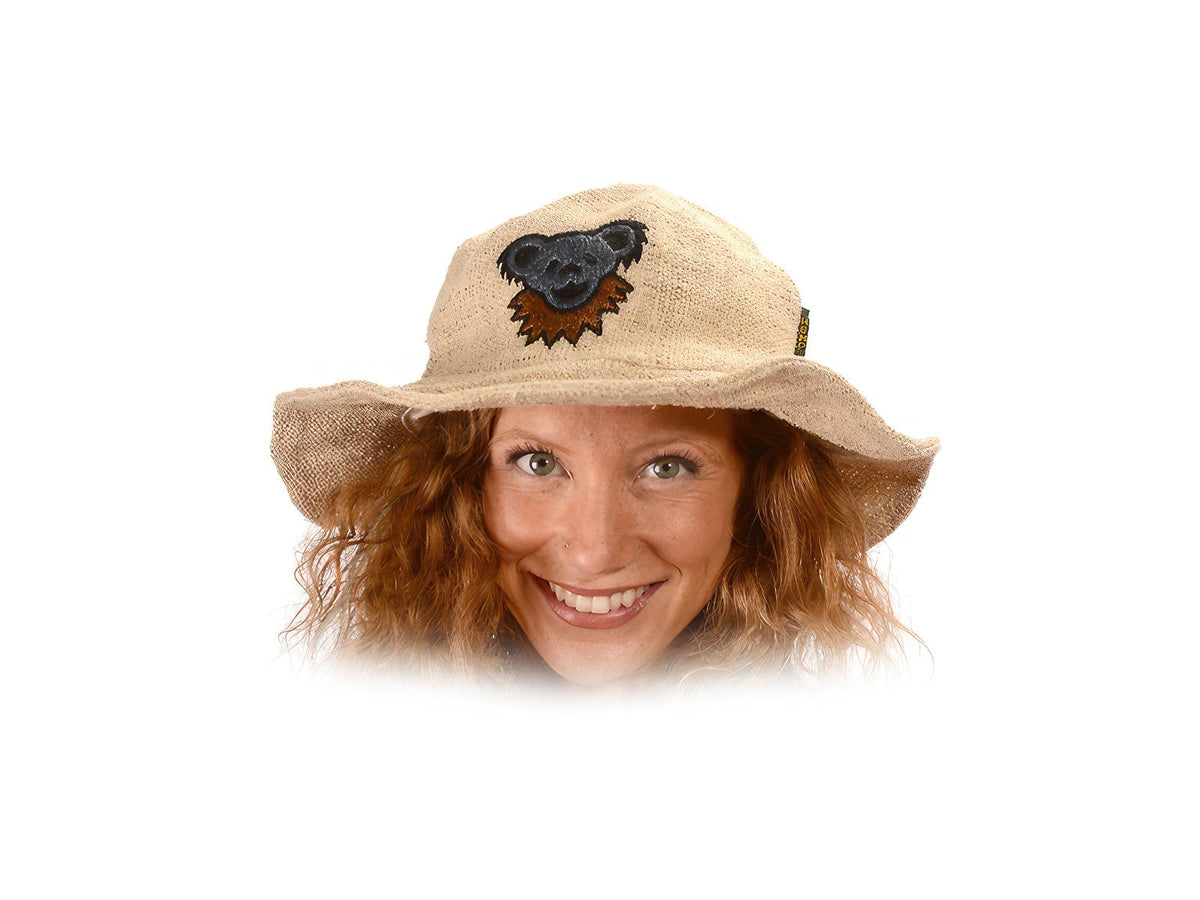 Grateful Dead Hand-Embroidered Dancing Bear Hemp Floppy Hat