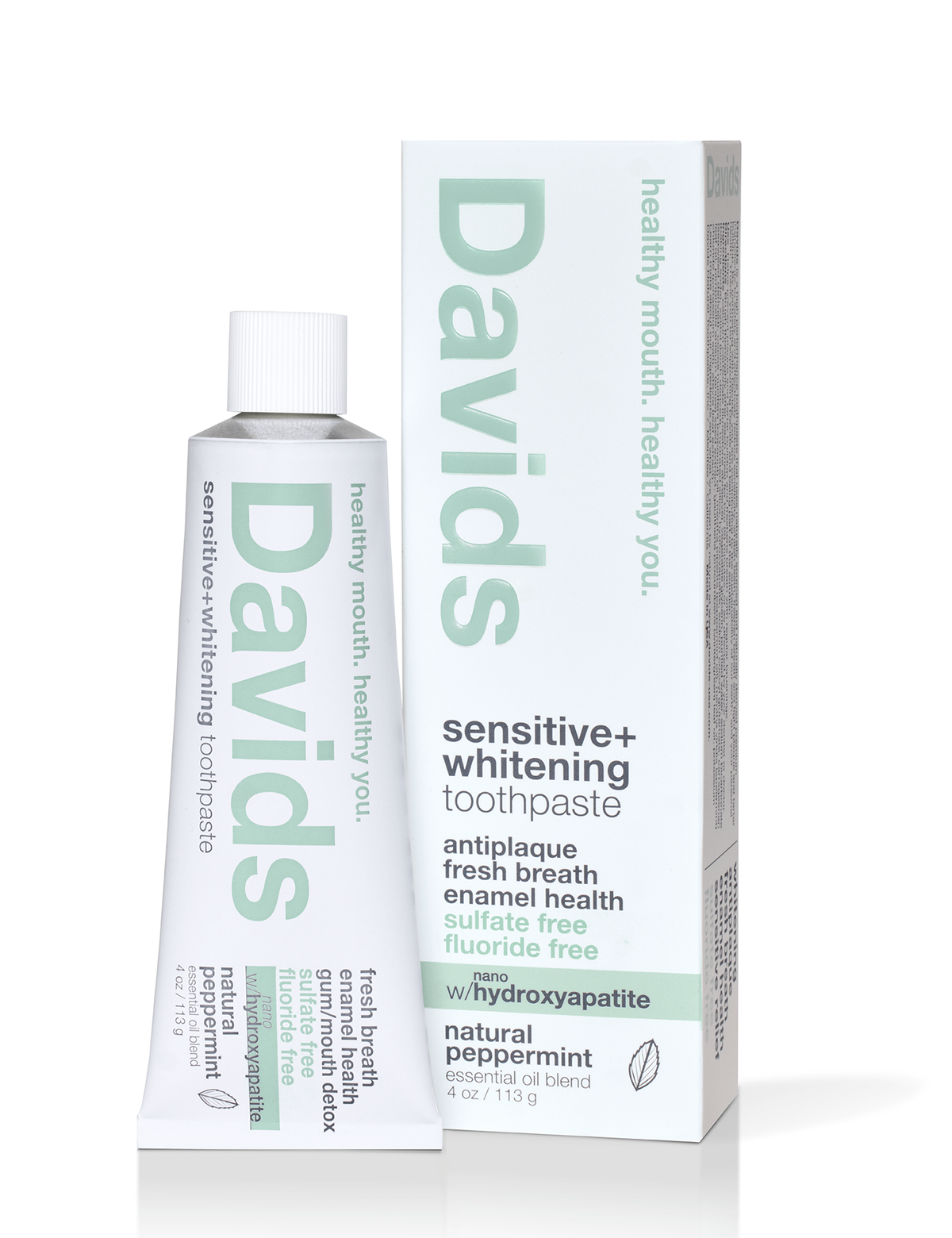 Davids Sensitive + Whitening Nano-Hydroxyapatite Toothpaste – Peppermint, 4 oz