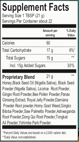 Honey Wellness Fusion - Organic Shilajit, Tongkat Ali Honey Plus, Manuka Honey blend – 16oz