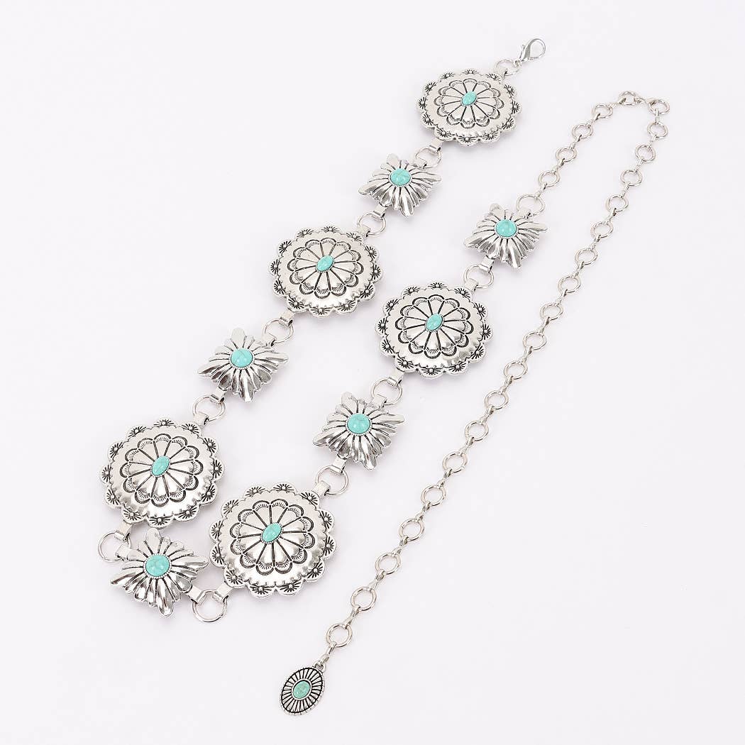 Vintage Floral Chain Belt – Antique Silver