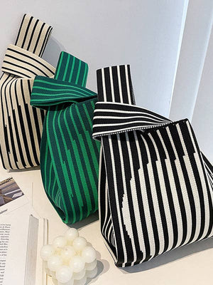 Striped Woven Handbag