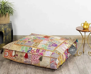 Hippie Patchwork Floor Cushion Cover - 35 Inch