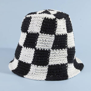 Chunky Crochet Checkered Bucket Hat
