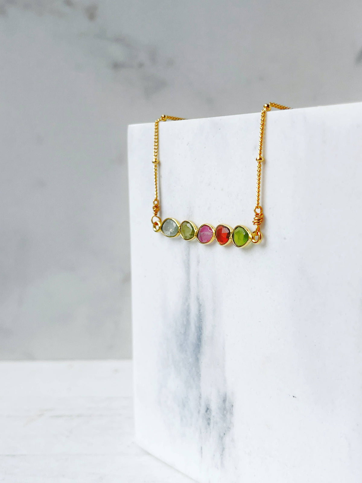 Watermelon Tourmaline Gemstone Necklace