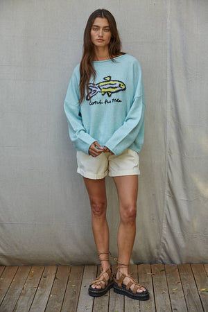 Knit Sweater Boat Neck Long Sleeve Pullover