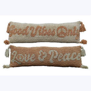 Peace and Good Vibes Lumbar Pillow with Tassels