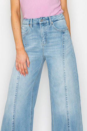 Adjustable Inseam Mid-Rise Wide Leg Jeans