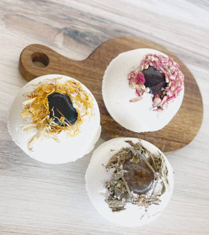 Smoky Quartz Bath Bomb with Dried Calendula