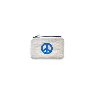 Peace Sign Blockprint Cotton Canvas Coin Purse