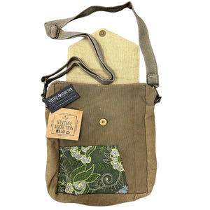 Recycled Military Tent Crossbody with Vintage Fabric