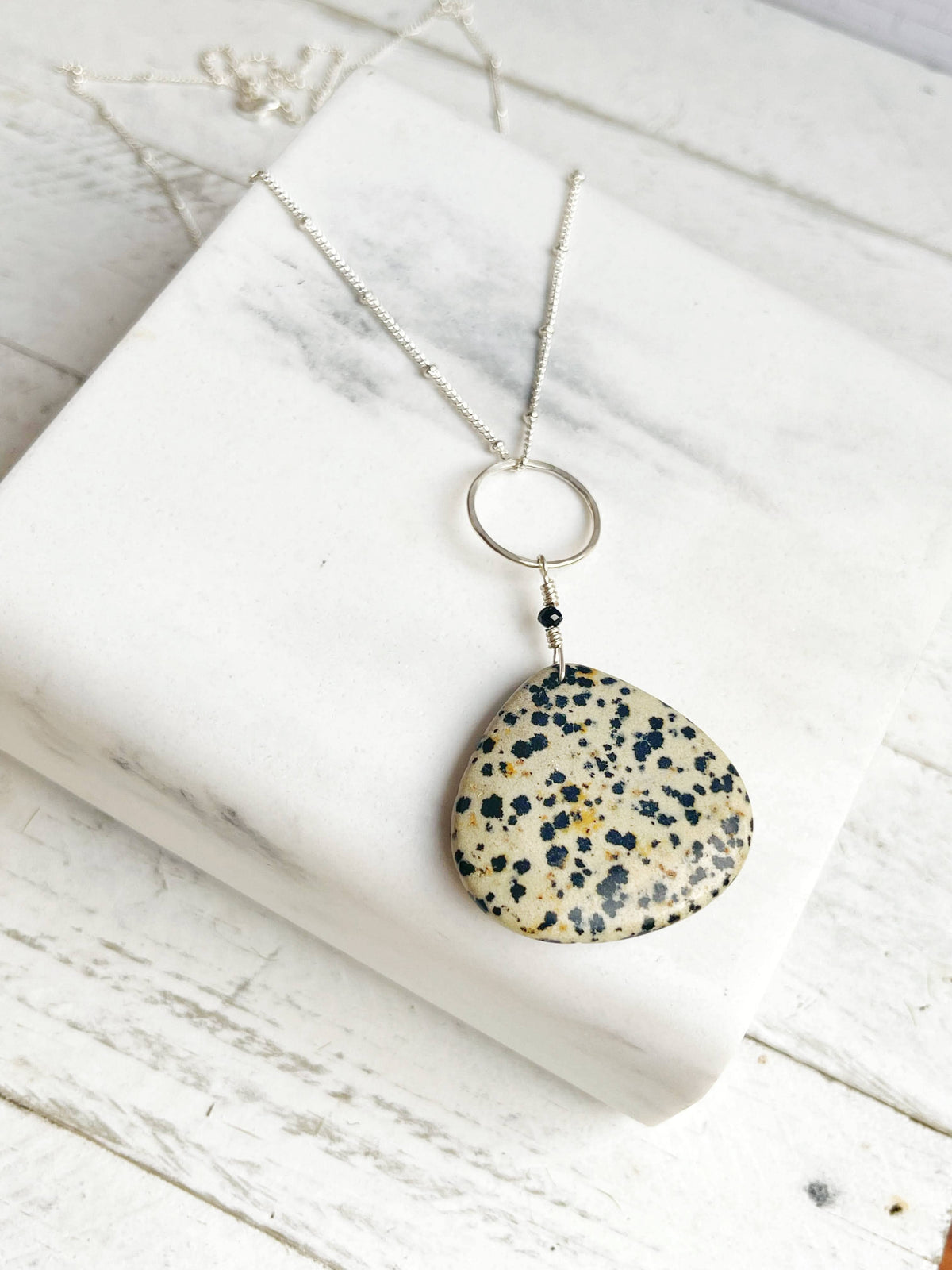 Dalmatian Jasper Teardrop Necklace