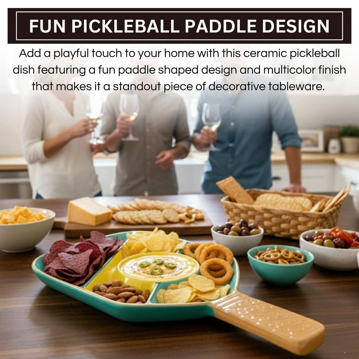 Pickleball Paddle Serving Dish - Ceramic Platter