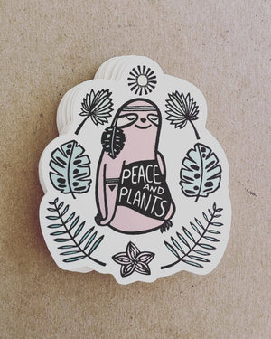 Free Spirit Sloth Decorative Stickers, Peace and Plants