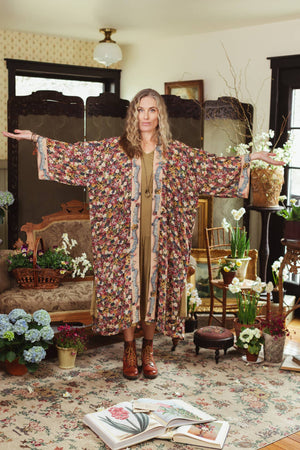 Art of Life Opera Duster Kimono Robe - Flower Palette Print