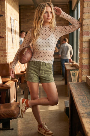 Polka Dot mesh Long Sleeve Top
