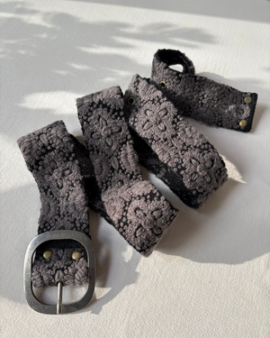 Midnight Oasis Embroidered Wool Belt