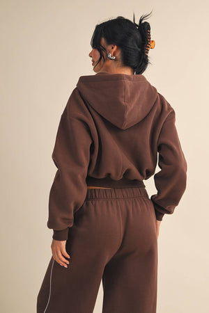 Cozy Fleece Oversized Crop Full Zip Hoodie