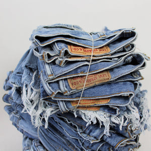 Low-Rise Upcycled Levi's Denim Shorts - Original