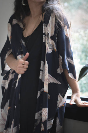 Midnight Doves Starduster Kimono Robe - In Stardust We Trust