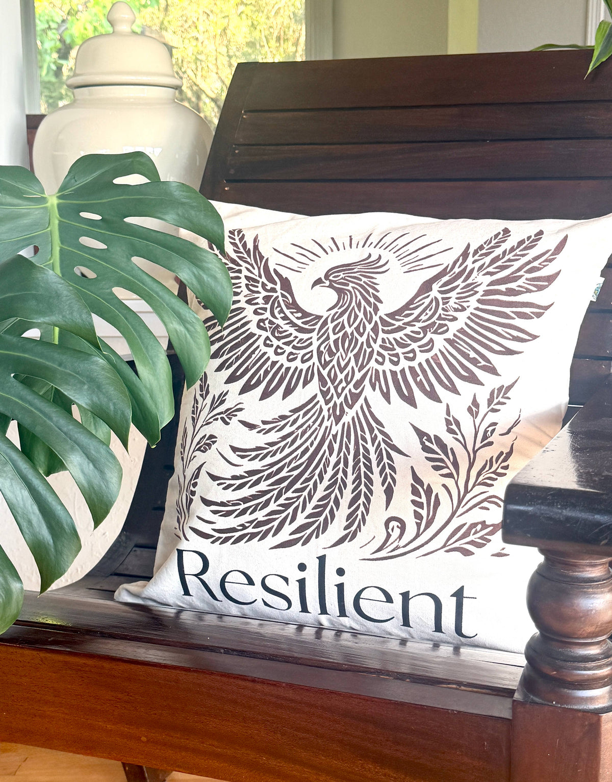 Resilient Phoenix Throw Pillow - Survivor Made