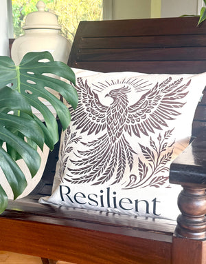 Resilient Phoenix Throw Pillow - Survivor Made