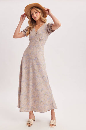 Floral Print Surplice Maxi Dress