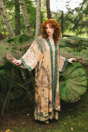 Fable Opera Duster Kimono Robe - Deer, Moon and Blossom