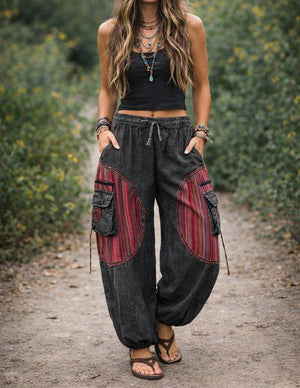 Panel Patched Boho  Hippie Cotton Harem Pants