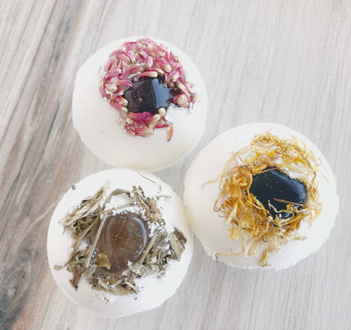 Smoky Quartz Bath Bomb with Dried Flowers