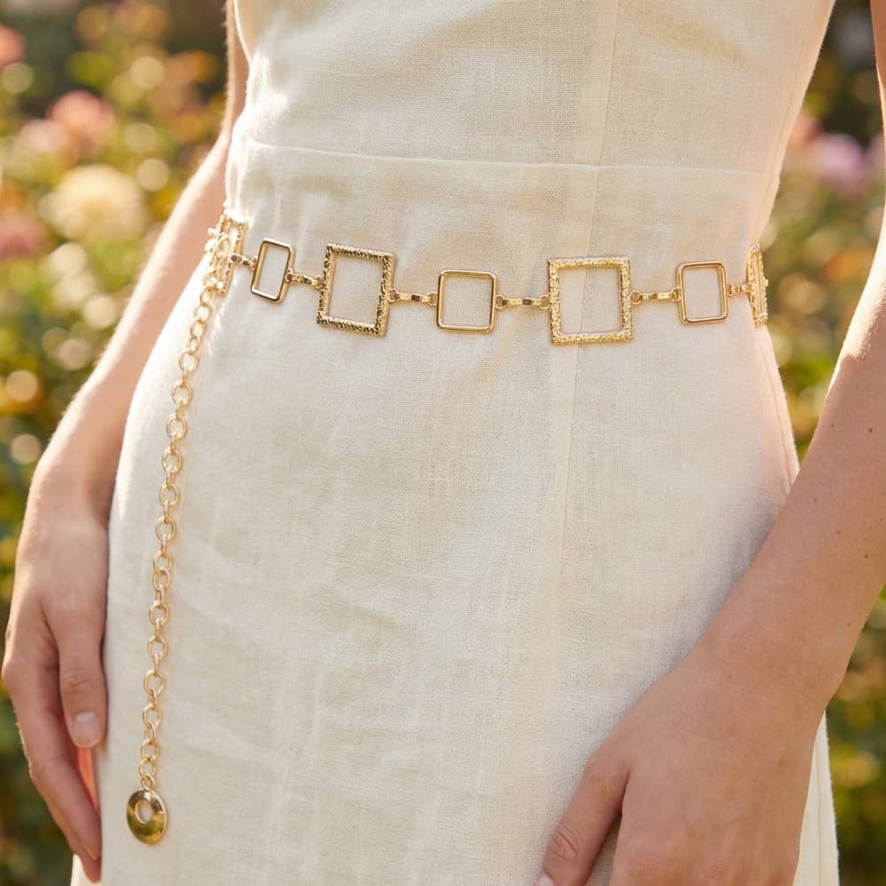 Open Square Link Chain Belt